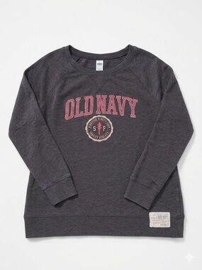 Old Navy Graphic Crewneck Sweatshirt Charcoal Grey Size M